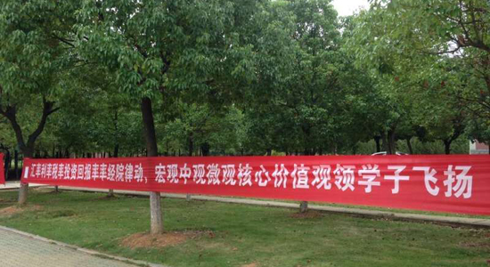 各学院迎接新生的横幅相继"出炉",逐一"亮相",今年的迎新标语用词新颖
